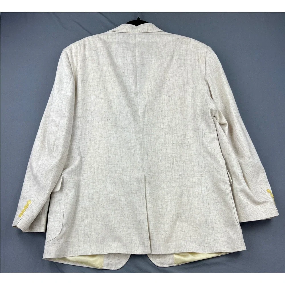 Arnold Palmer Blazer Mens 46R Beige Good Linen Blend Sport Coat Exec 2 Button